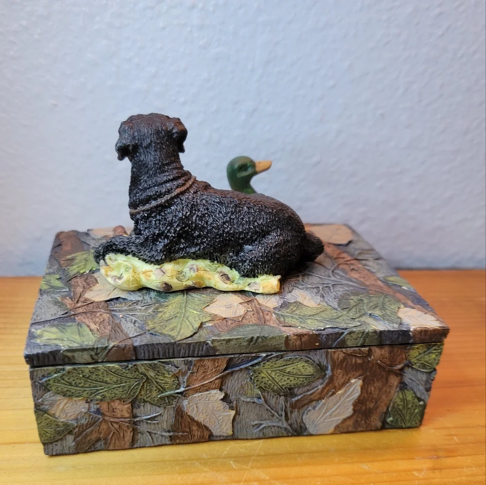 Vtg Poker Box 2 Black Labs Mallard Duck Hunting Bullets Cards Trinket Stash Coin